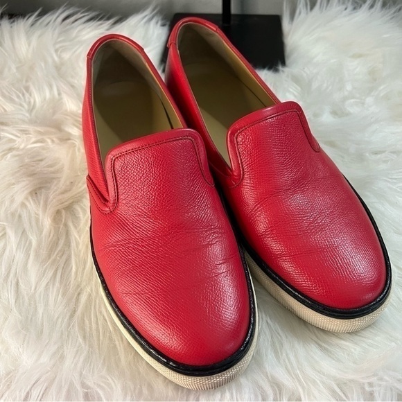 HERMES Kick Slip-On Sneakers Epsom Rouge 38.5 main image 14